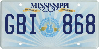 MS license plate GBI868
