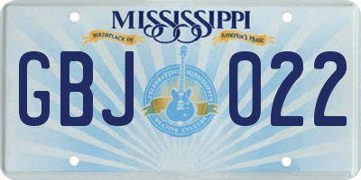 MS license plate GBJ022