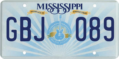 MS license plate GBJ089