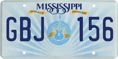 MS license plate GBJ156