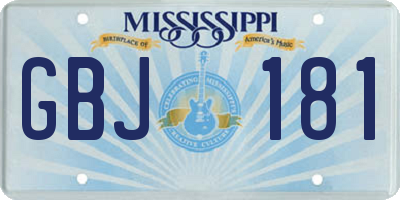 MS license plate GBJ181