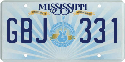 MS license plate GBJ331