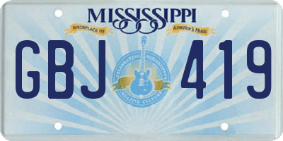 MS license plate GBJ419