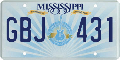 MS license plate GBJ431