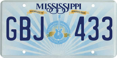 MS license plate GBJ433