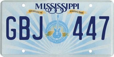 MS license plate GBJ447