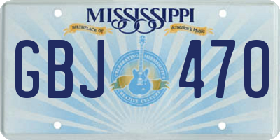 MS license plate GBJ470