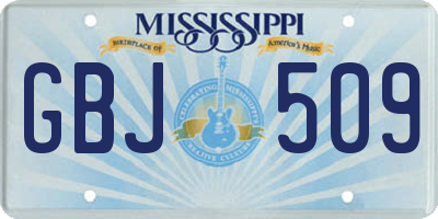 MS license plate GBJ509