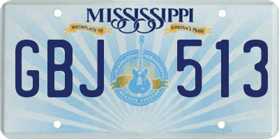 MS license plate GBJ513