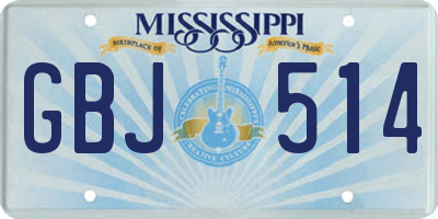 MS license plate GBJ514