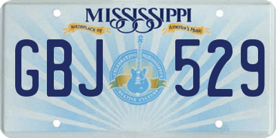 MS license plate GBJ529