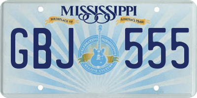 MS license plate GBJ555