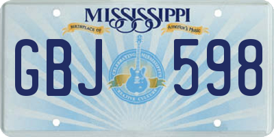 MS license plate GBJ598