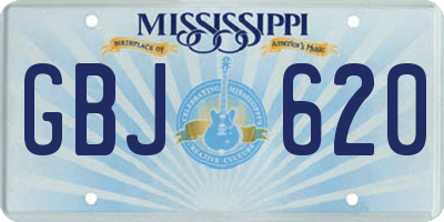 MS license plate GBJ620