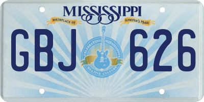 MS license plate GBJ626