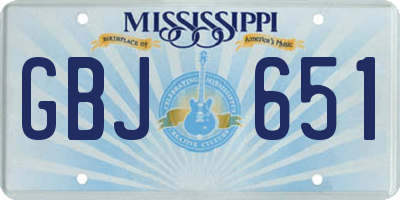 MS license plate GBJ651