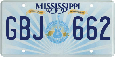 MS license plate GBJ662