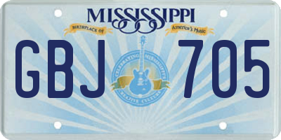 MS license plate GBJ705
