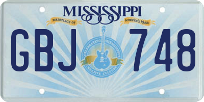 MS license plate GBJ748