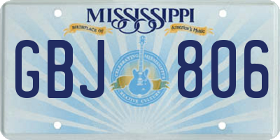 MS license plate GBJ806