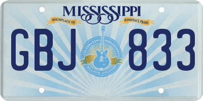 MS license plate GBJ833