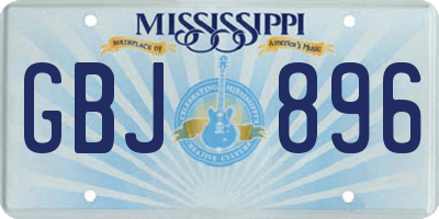 MS license plate GBJ896