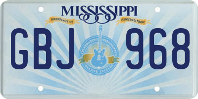 MS license plate GBJ968