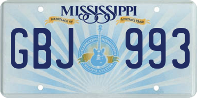 MS license plate GBJ993