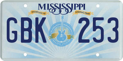 MS license plate GBK253