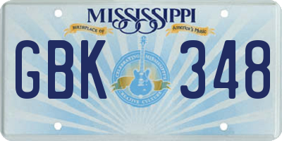 MS license plate GBK348