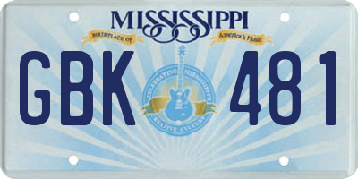 MS license plate GBK481