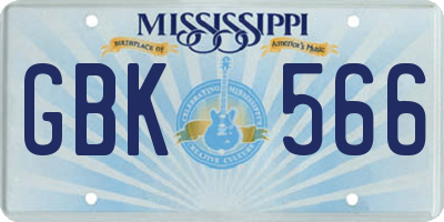 MS license plate GBK566