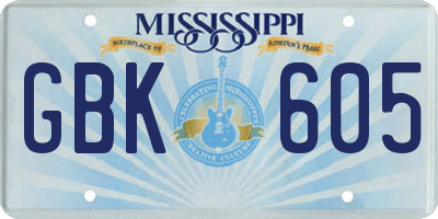 MS license plate GBK605