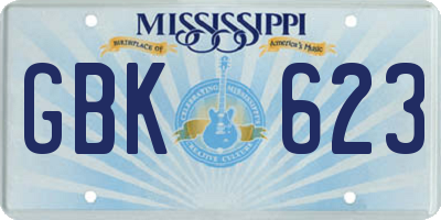 MS license plate GBK623