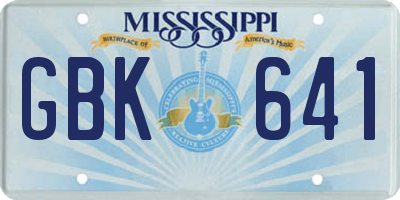 MS license plate GBK641