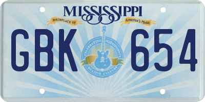 MS license plate GBK654