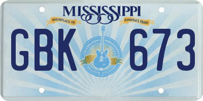 MS license plate GBK673