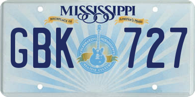 MS license plate GBK727