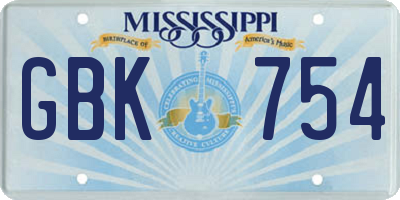 MS license plate GBK754