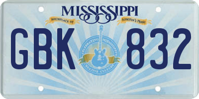 MS license plate GBK832