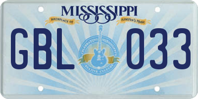 MS license plate GBL033