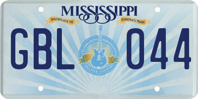 MS license plate GBL044