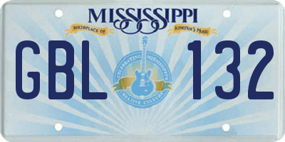 MS license plate GBL132