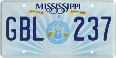 MS license plate GBL237
