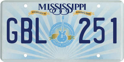 MS license plate GBL251