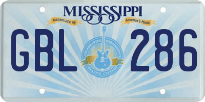 MS license plate GBL286