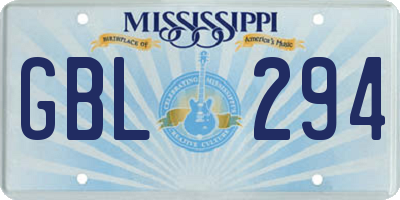 MS license plate GBL294