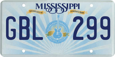 MS license plate GBL299