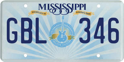 MS license plate GBL346