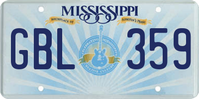 MS license plate GBL359